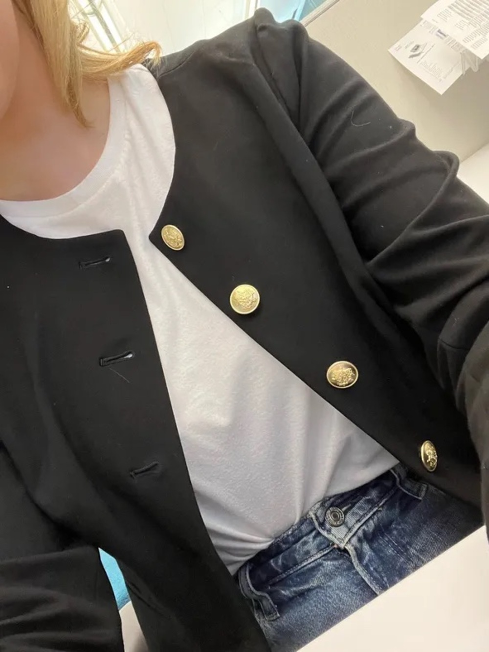 Ann Taylor Black Blazer with Gold Buttons